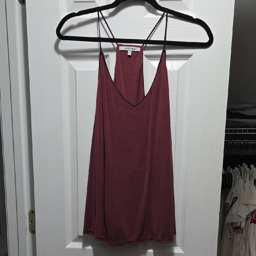 Naked Zebra Silky V-Neck Racerback Cami | Size Medium